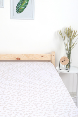 Простыня поплин Первые листочки белый